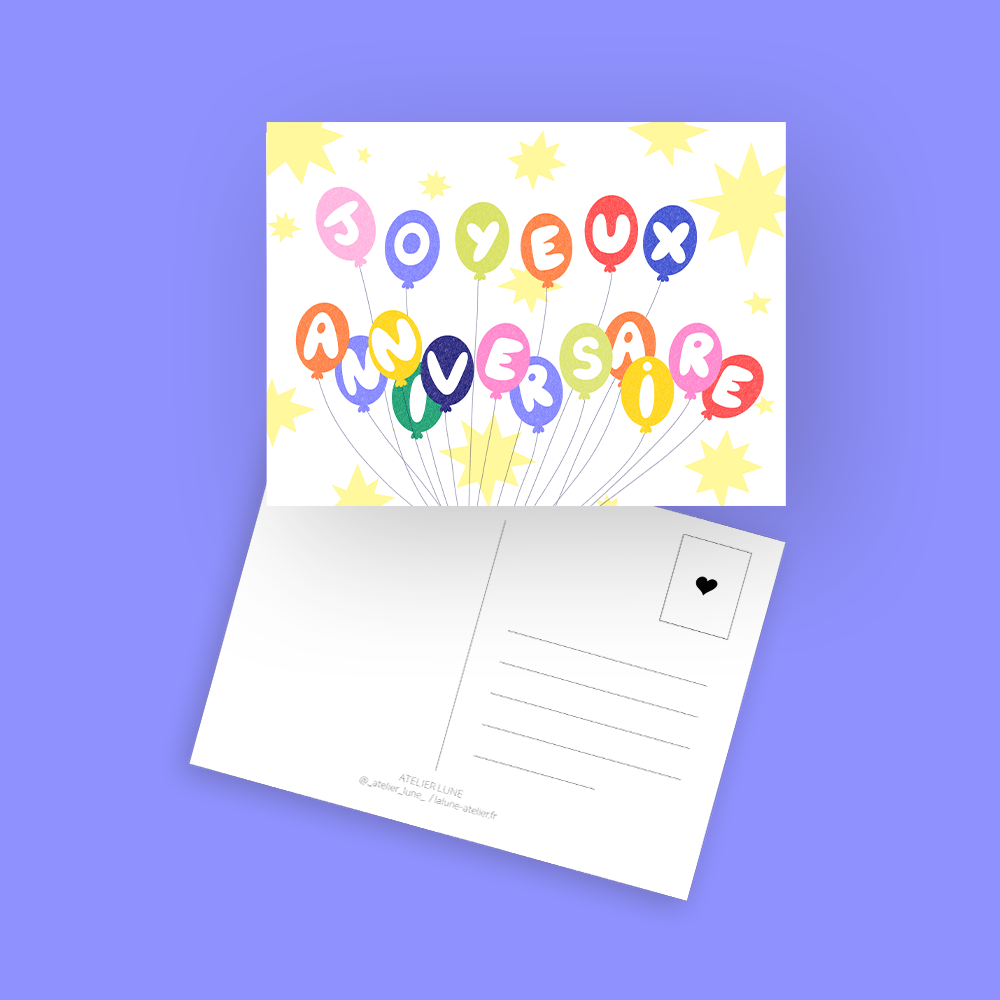 Carte Postale "Joyeux Anniversaire" Ballon